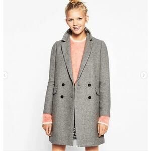 ZARA Trafaluc Coat Gray Double Breasted‎ Collared  Sz M